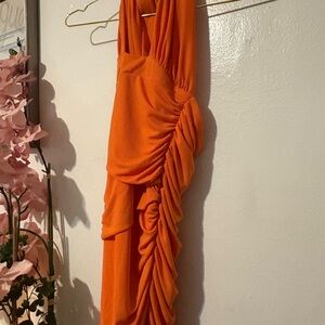 Zara Vibrant Orange Asymmetrical Dress